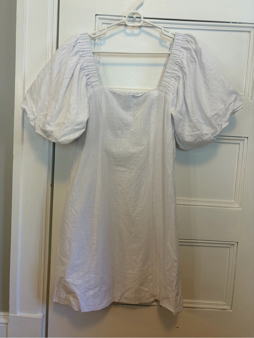 COS White Puff-Sleeve Mini Dress
